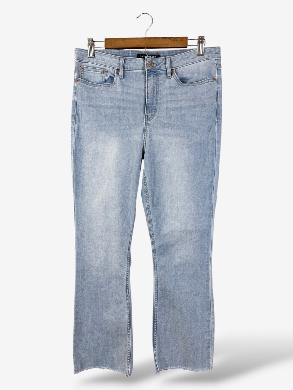 Calvin Klein High Rise Kick Boot Jeans Size 30 Light Wash Frayed Hem Stretch